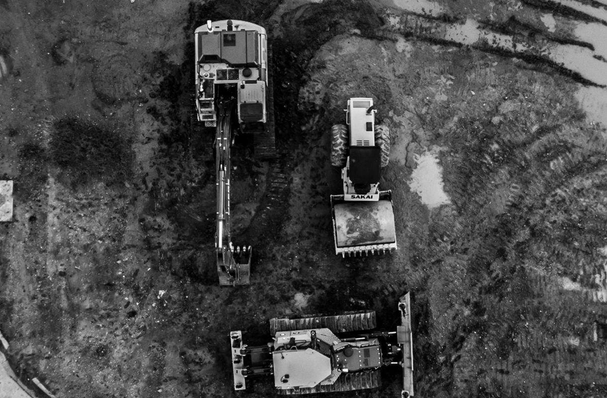 birds eye view of excavation site